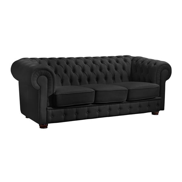 Divano in pelle nera Bridgeport, 200 cm - Max Winzer