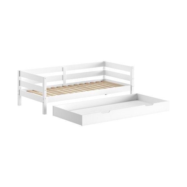 Letto da bambini estraibile bianco in pino massiccio con rete inclusa 90x200 cm Margrit – Vipack-image-2