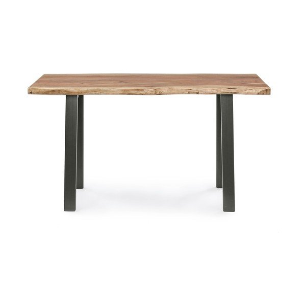 Tavolo consolle nero/di colore naturale con piano in acacia 45x130 cm Aron – Bizzotto