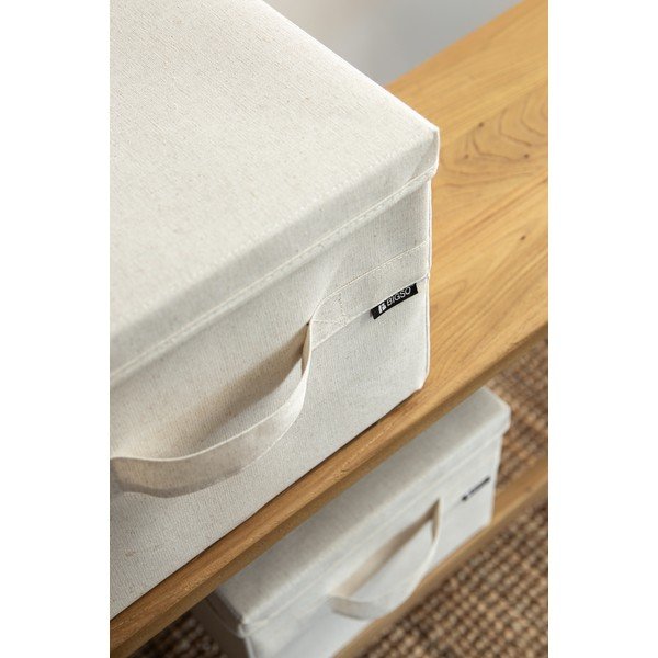 Scatola con coperchio beige in tessuto 31x41x22 cm Soft Storage Medium – Bigso-image-2