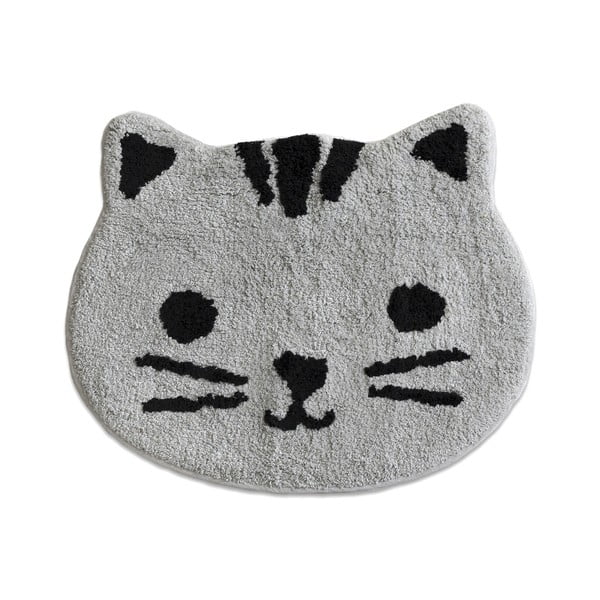 Tappeto da bagno in cotone grigio, 53 x 47 cm Grey Cat - Mr. Fox