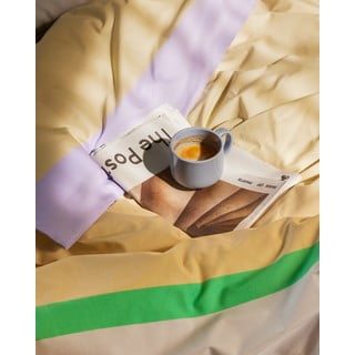 Biancheria da letto singolo bianca e beige in cotone 140x200 cm Block - Hübsch