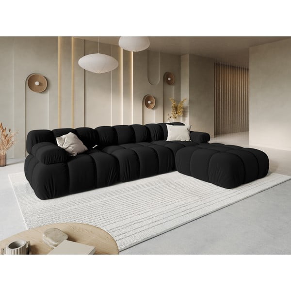 Divano in velluto nero 282 cm Bellis - Micadoni Home-image-1