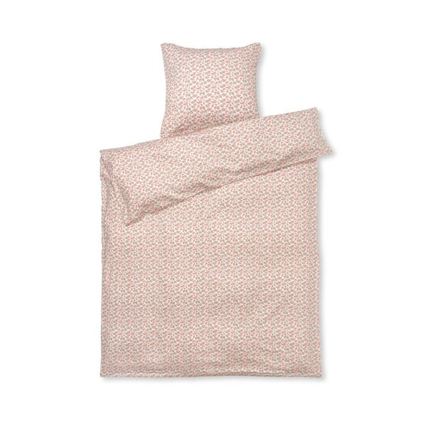 Lenzuolo singolo in cotone sateen bianco e rosa 140x220 cm Pleasantly - JUNA