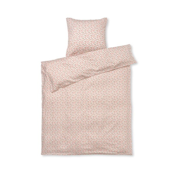 Biancheria da letto singola in cotone sateen bianco e rosa 140x200 cm Pleasantly - JUNA