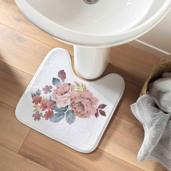 Tappetino per il bagno bianco e rosa per WC 45x45 cm Jayana – douceur d'intérieur-image-1