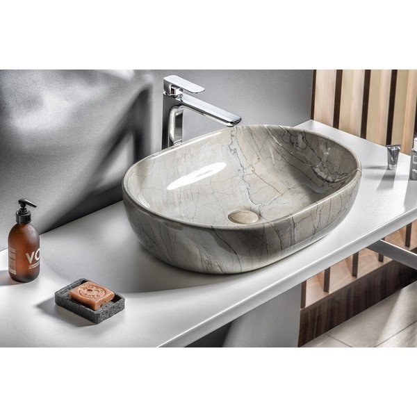 Lavabo grigio in ceramica 59x42 cm Dalma – Sapho-image-1