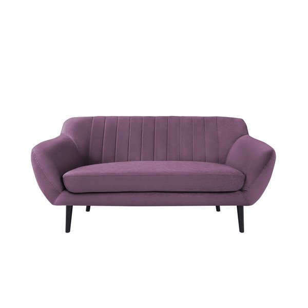 Divano viola per due Toscane, gambe nere - Mazzini Sofas