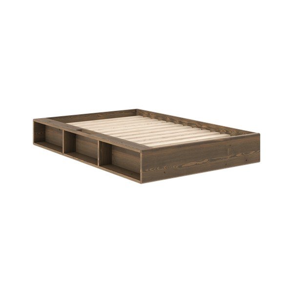 Letto singolo colore naturale scuro in pino massiccio senza testiera con rete inclusa 120x200 cm Ziggy – Karup
