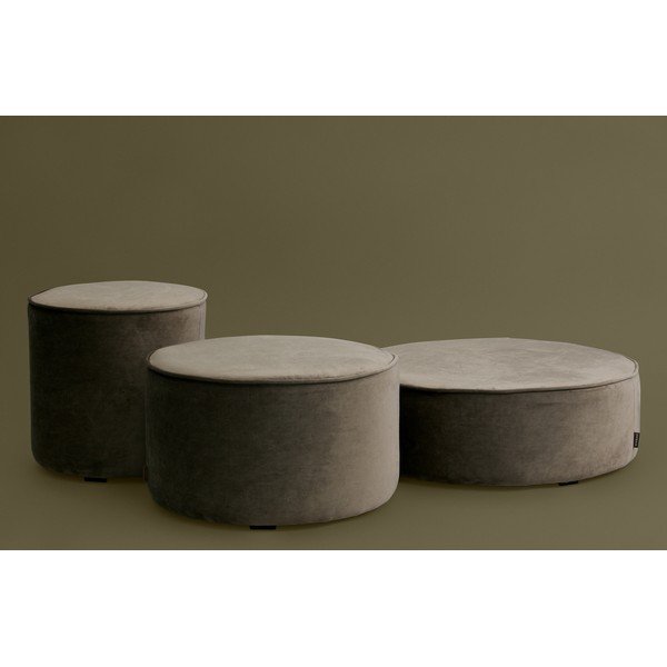 Pouf Sara in velluto verde oliva, ⌀ 60 cm - WOOOD-image-1