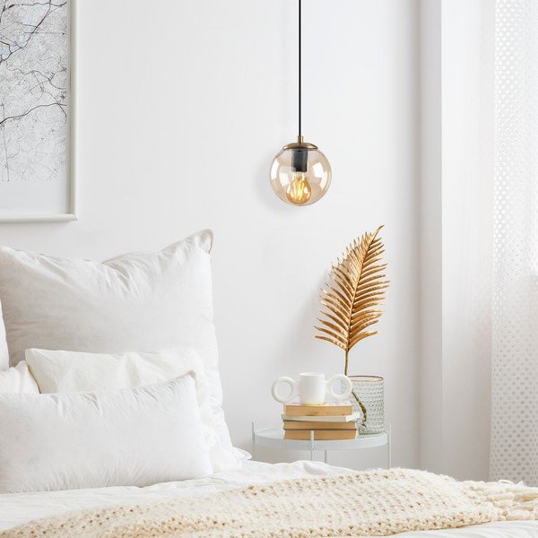 Lampadario dorato con paralume in vetro ø 15 cm Efe – Opviq lights-image-1