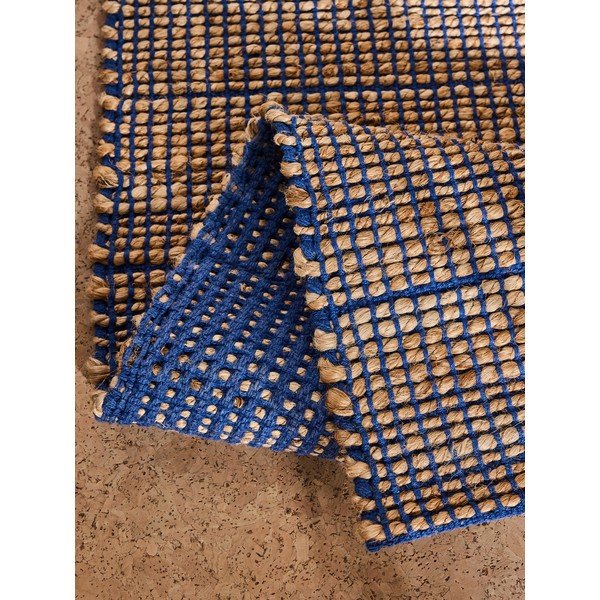 Tappeto blu in misto iuta tessuto a mano 120x170 cm Hurley – MADE-image-4