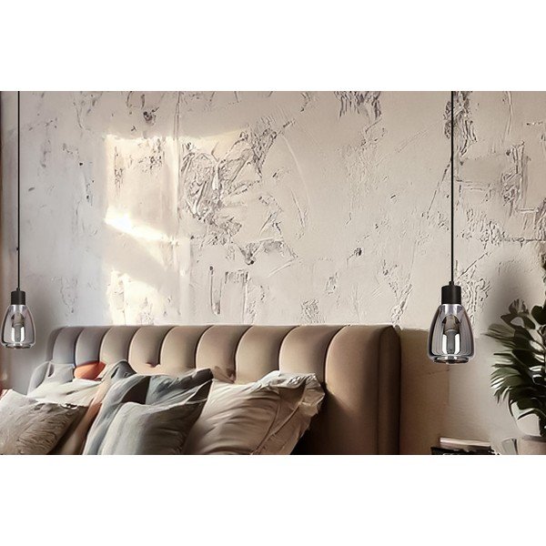 Lampadario nero con paralume in vetro ø 12 cm Moldo – Candellux Lighting-image-2