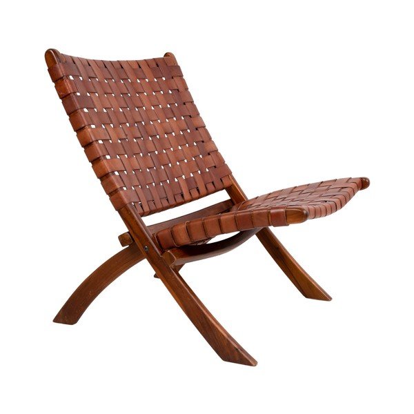 Sedia pieghevole in legno di teak e pelle Montana - House Nordic-image-2