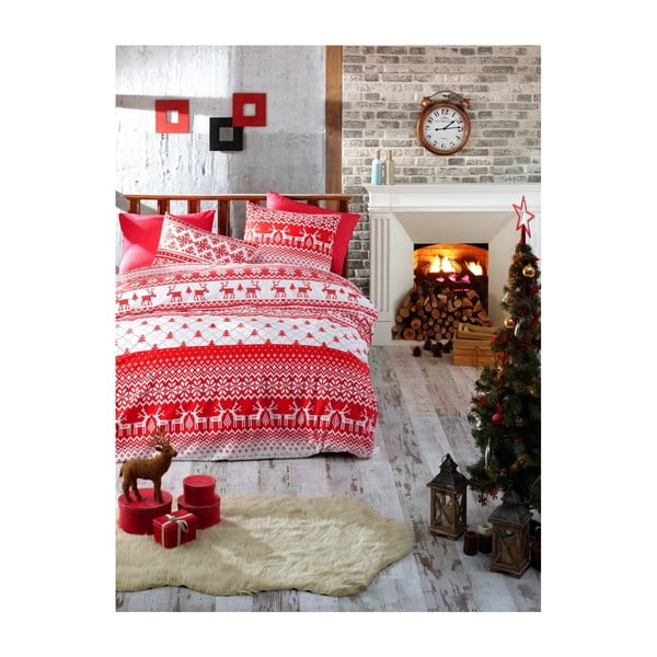 Biancheria da letto singola in cotone natalizio con lenzuolo Olivia, 160 x 220 cm - Mijolnir