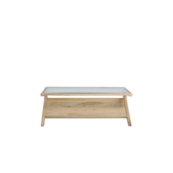 Tavolino da salotto colore naturale chiaro con piano in vetro 70x112 cm Yuki – Light & Living-image-2