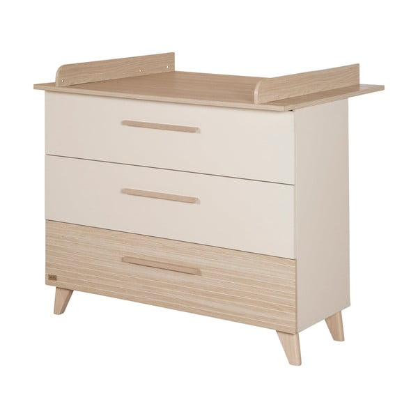 Cassettiera per bambini color crema/di colore naturale con effetto rovere con fasciatoio 110x98x75 cm Sidney – Roba