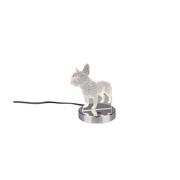 Lampada da tavolo a LED in argento lucido (altezza 17 cm) Dog - Trio