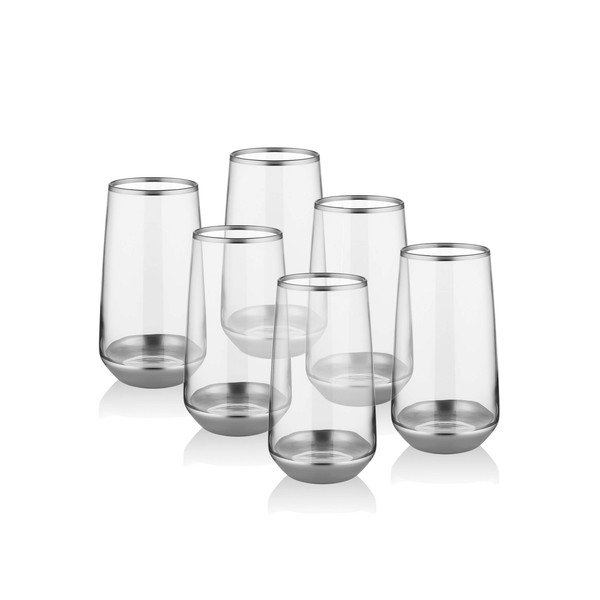 Set di 6 bicchieri Argento, 380 ml Glam - Mia-image-1