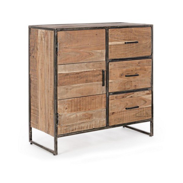 Credenza di colore naturale in acacia massiccia 90x90x40 cm Elmer – Bizzotto
