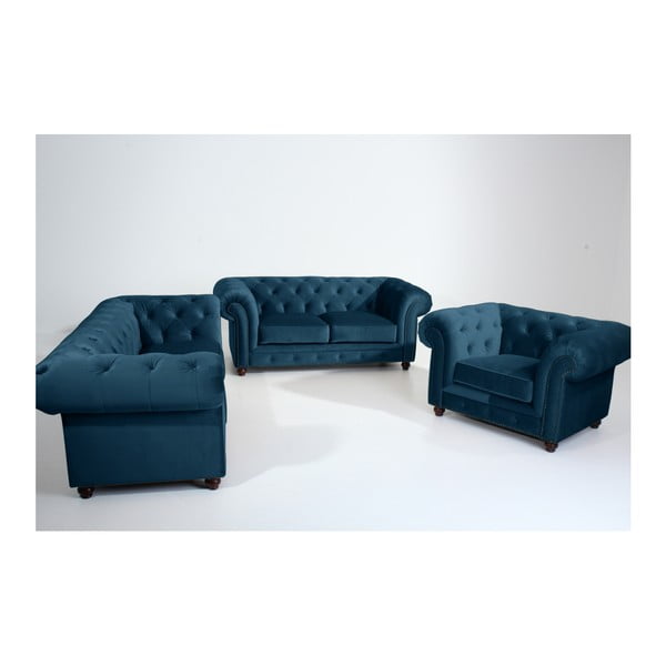 Divano blu Orleans Velvet, 216 cm - Max Winzer-image-1