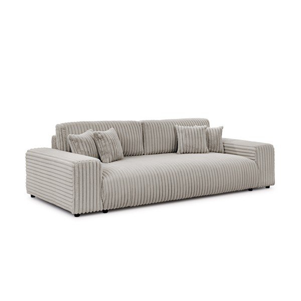 Divano grigio chiaro allungabile/con contenitore con rivestimento in velluto a coste 260 cm Justin  – Ropez