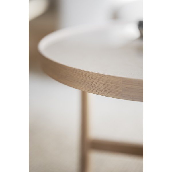 Tavolino rotondo con piano in ceramica di colore naturale 90x90 cm Marsden - Rowico-image-4