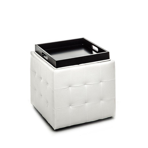 Pouf bianco con contenitore Custodia - Tomasucci-image-1
