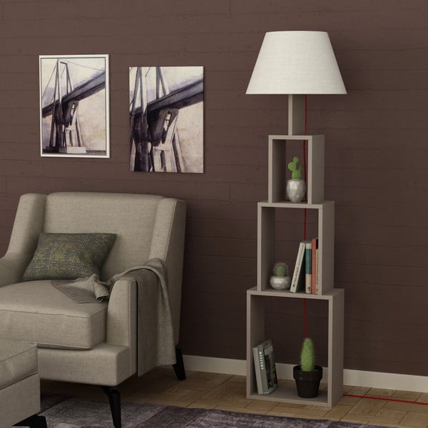 Lampada a stelo con paralume grigio chiaro Tower - Homitis-image-3