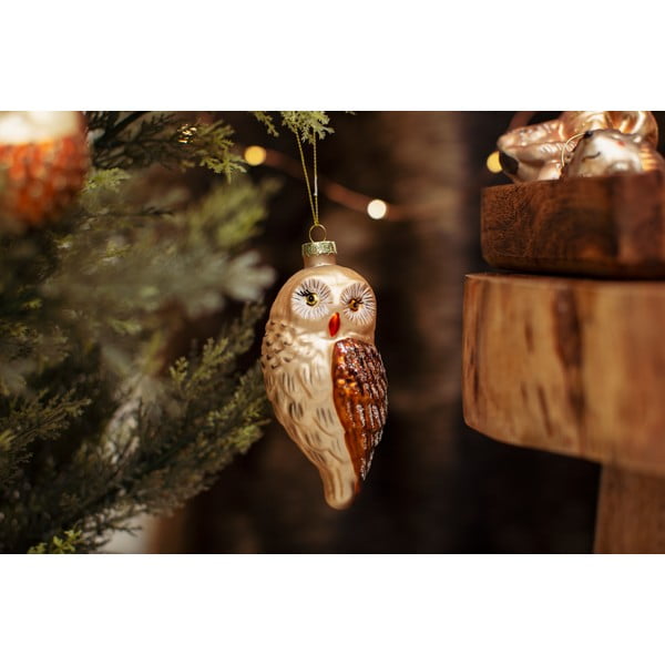 Decorazione per albero di natale in vetro fatta a mano 13 cm Owl – Sass & Belle-image-1