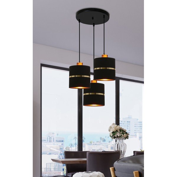 Lampada a sospensione nera con paralume in tessuto ø 15 cm Assam - Candellux Lighting-image-2