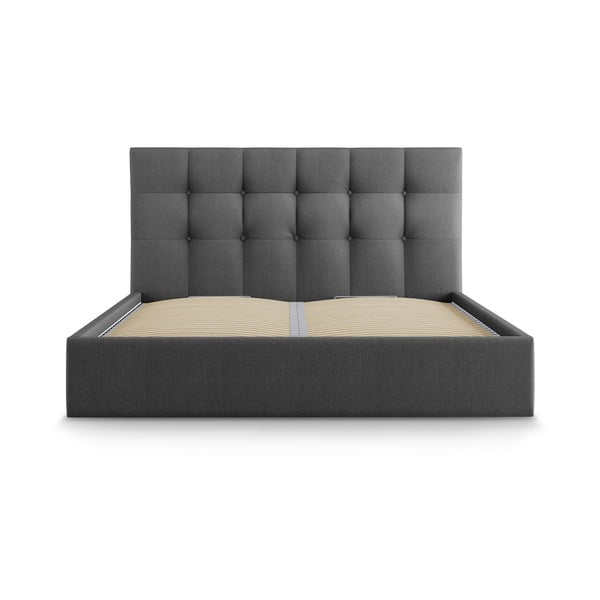 Letto matrimoniale imbottito grigio scuro con contenitore con griglia 180x200 cm Nerin - Mazzini Beds-image-2