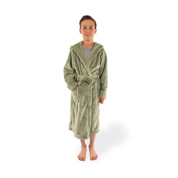 Accappatoio per bambini verde in micropile 122-128 Delux – Tiseco Home Studio-image-1