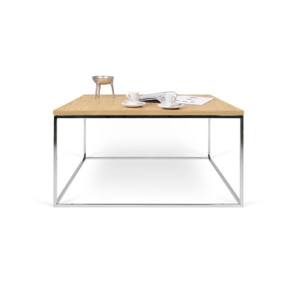 Tavolino con gambe cromate Gleam, 75 x 75 cm - TemaHome-image-2
