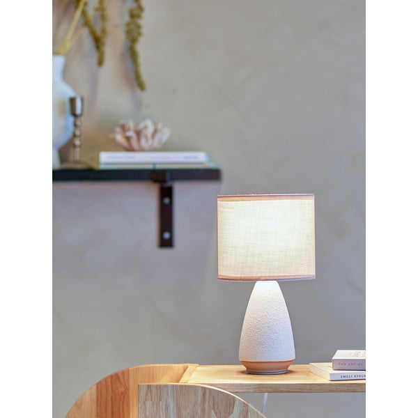 Lampada da tavolo bianca/beige con paralume in tessuto (altezza totale 27,5 cm) Paprica – Bloomingville-image-2
