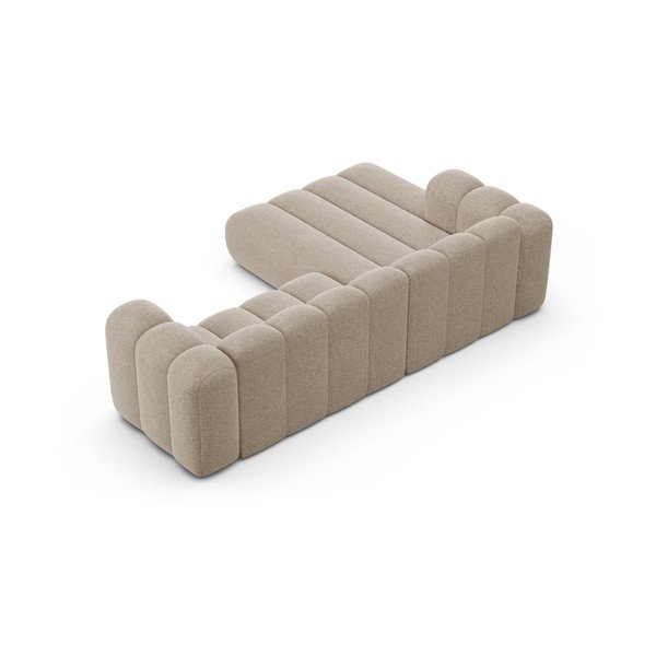 Divano angolare beige (con penisola a sinistra/con chaise lounge) con rivestimento in ciniglia Lupine – Micadoni -image-3