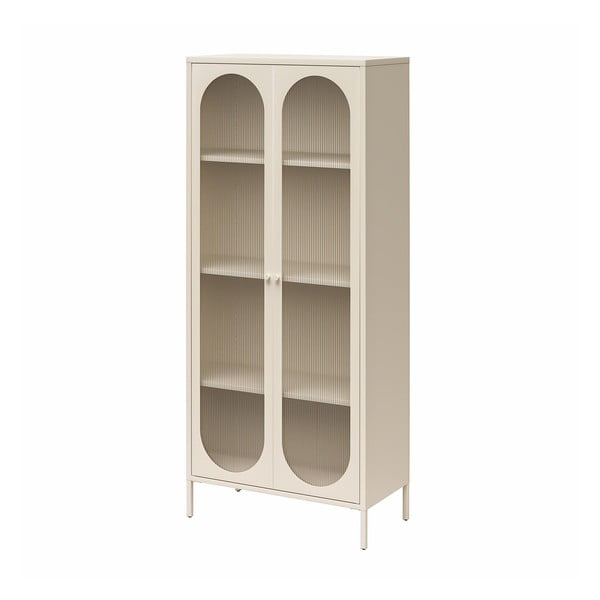 Vetrina in metallo color crema 80x186x40 cm Luna - Støraa-image-4