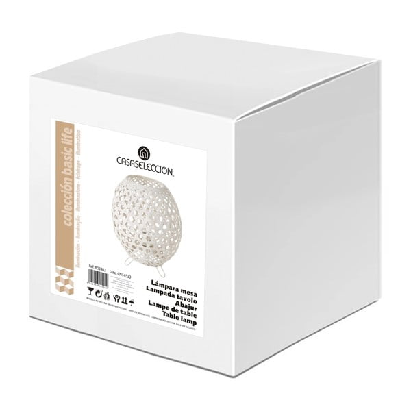 Lampada da tavolo bianca con paralume in bambù (altezza 23 cm) - Casa Selección-image-4