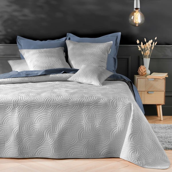 Set con copriletto e federa grigio in velluto 240x260 cm Solange – douceur d'intérieur-image-1