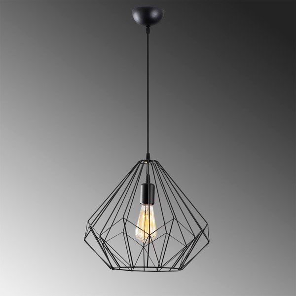 Lampadario nero con paralume in metallo ø 37 cm Diamond – Opviq lights-image-3