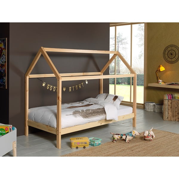 Letto per bambini in legno di pino di colore naturale 90x200 cm DALLAS - Vipack-image-1