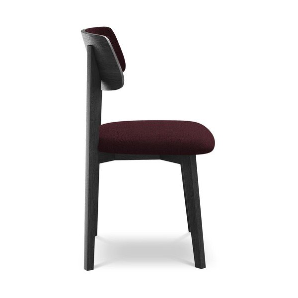 Sedia da pranzo burgundy in legno massiccio Niu – Makamii-image-2