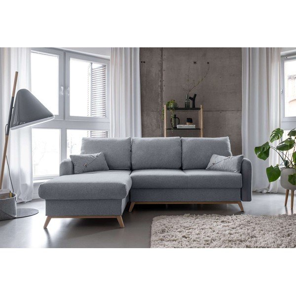 Divano letto angolare grigio chiaro, angolo sinistro Scandic Lagom - Miuform-image-1