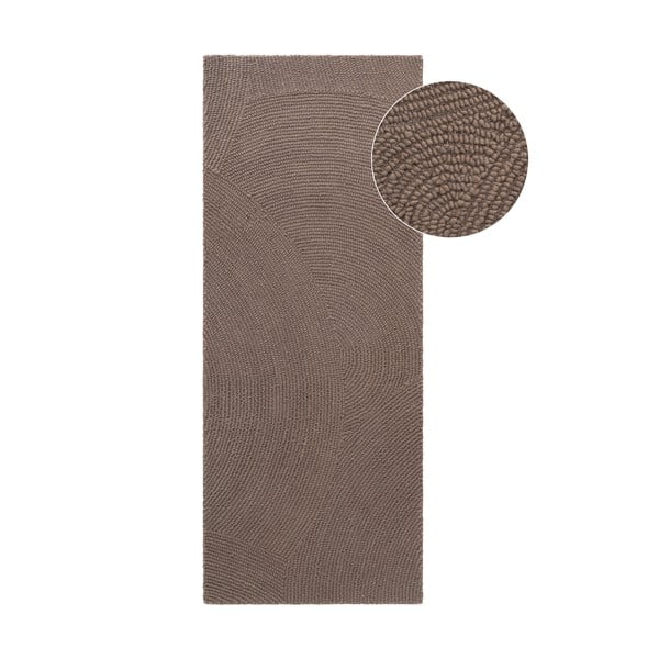 Passatoia grigio tortora in lana tessuta a mano 80x300 cm Eleni Taupe – Hanse Home