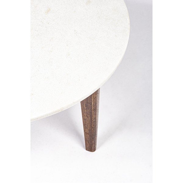 Tavolino da salotto rotondo bianco/di colore naturale con piano in marmo ø 75 cm Sylvester – Bizzotto-image-1