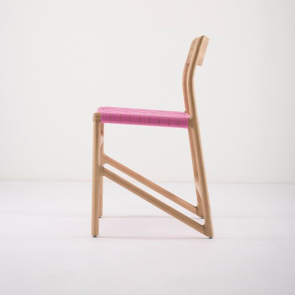 Sedia da pranzo in legno massiccio di quercia con seduta rosa Fawn - Gazzda-image-1