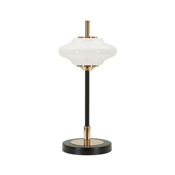 Lampada da tavolo bianca/nera con paralume in vetro (altezza totale 46 cm) Vintage – Mauro Ferretti