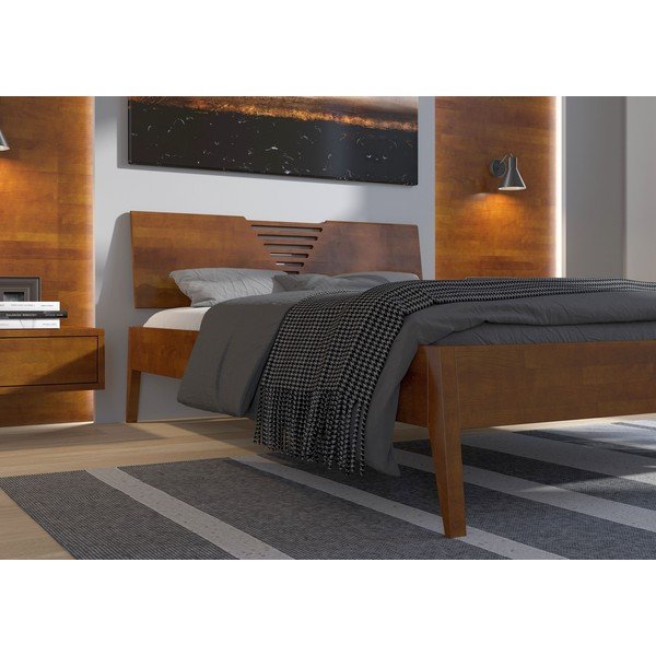 Letto matrimoniale in legno di faggio in noce Visby , 160 x 200 cm Wolomin - Skandica-image-3