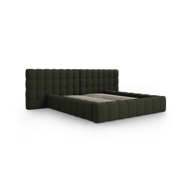 Letto matrimoniale imbottito verde con spazio contenitivo e rete 180x200 cm Mamaia - Micadoni Home