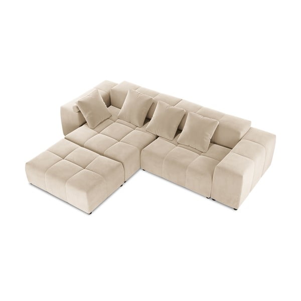 Divano angolare in velluto beige (variabile) Rome Velvet - Cosmopolitan Design-image-3